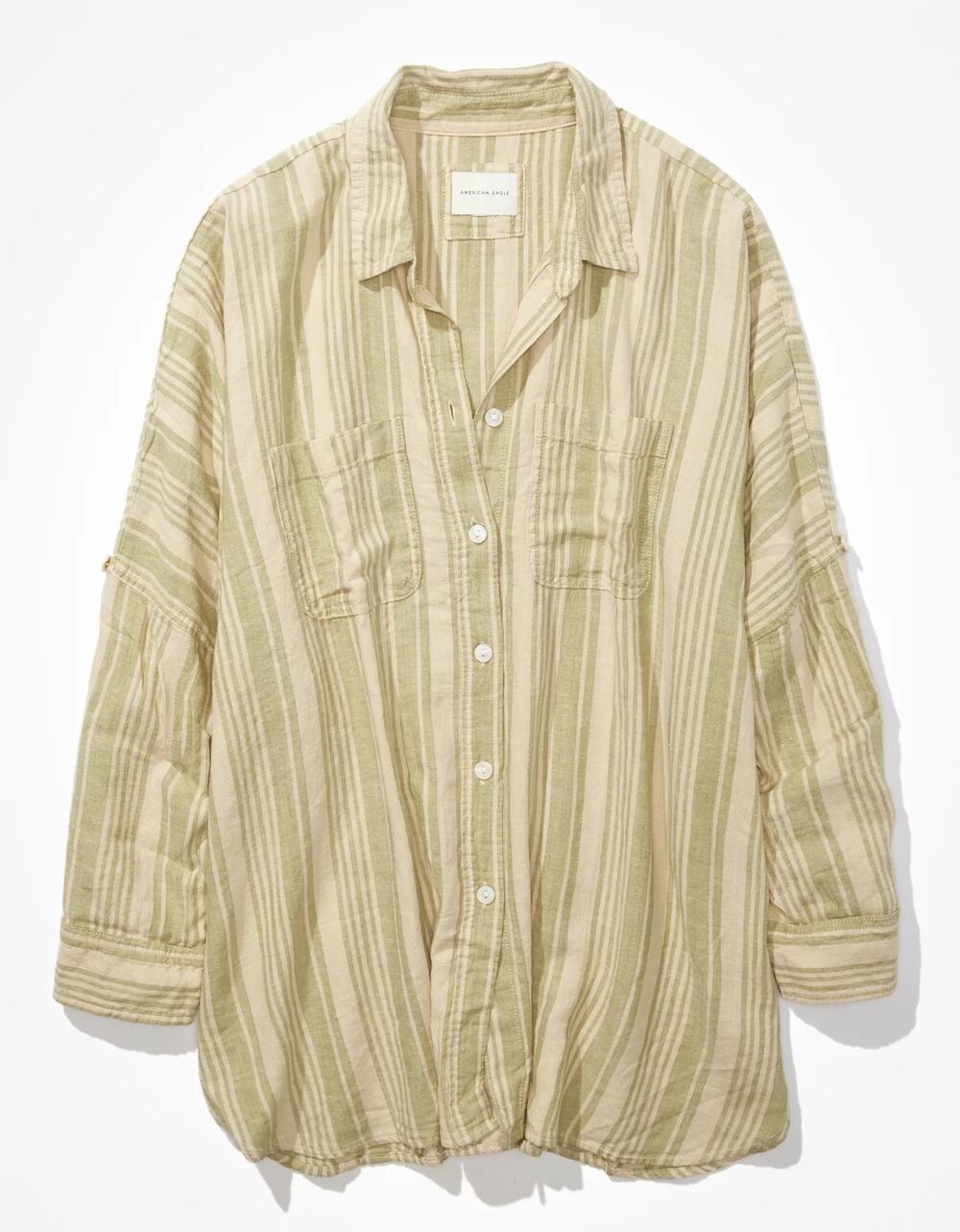 American Eagle oversized button up linen blend beach shirt